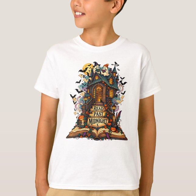 T-shirt Bibliothèque hantée de lecture après minuit (Devant)