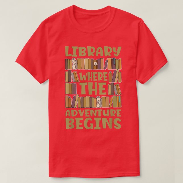 T-shirt Bibliothèque Où Commence L'Aventure Pour Les Amate (Design devant)