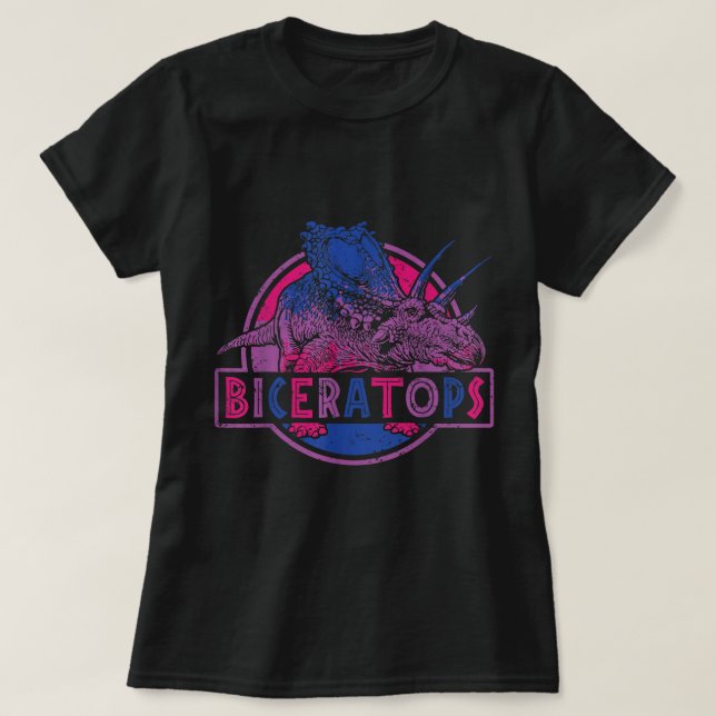 T-shirt Bicératops Bisexual Dinosaur LGBT Pride (Design devant)