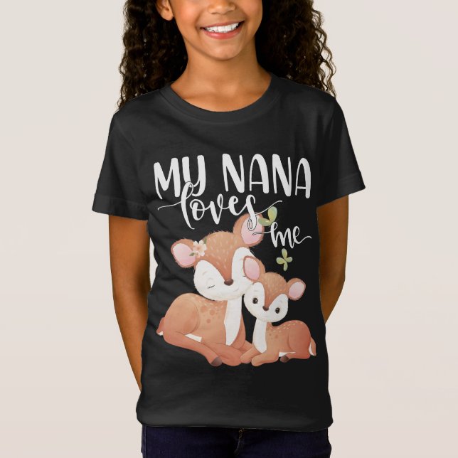 T-Shirt Biche et Faon Ma Nana m'aime (Devant)