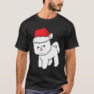 T-shirt Bichon Frise Chien avec le chapeau de Noël Bichon