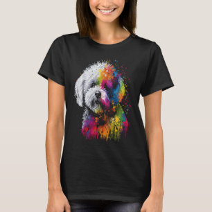 T-shirt Bichon Frise Chien Peinture Aquarelle Peinture Col