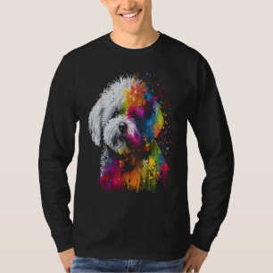 T-shirt Bichon Frise Chien Peinture Aquarelle Peinture Col