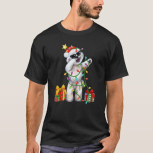 T-shirt Bichon Frise Chien Santa Hat Arbre de Noël Lumière