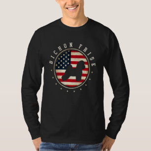 T-shirt Bichon Frise Drapeau Usa 4 Juillet Maman Papa Chie