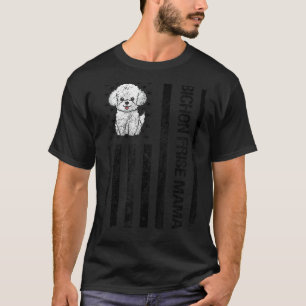 T-shirt Bichon Frise Mama American USA Flag Funny Bichon F