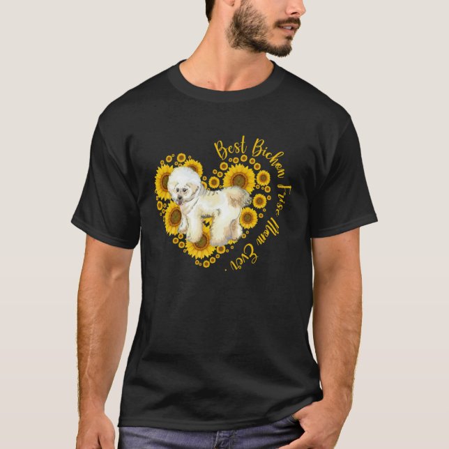 T-shirt Bichon Frise Mom Sunflower Heart  Mother s Day (Devant)