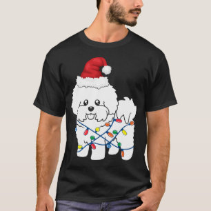 T-shirt Bichon Frise Noël Lumière Drôle Chien Amant Cadeau