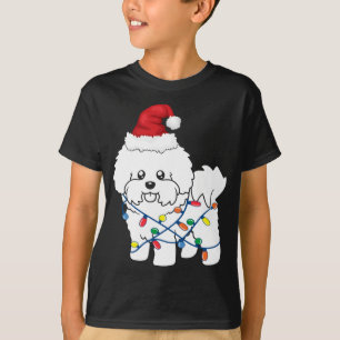 T-shirt Bichon Frise Noël Lumière Drôle Chien Amant Cadeau
