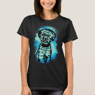 T-shirt Bichon Frise Peinture Bleu Design Chien Maman Papa