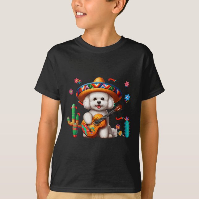 T-shirt Bichon Frise Sombrero Guitare Mexicaine Cinco De M (Devant)
