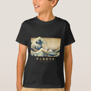 T-shirt Bichon Frise surfant sur la vague de Kanagawa Chie