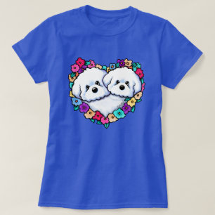 T-shirt Bichons à Cœur en Fleur