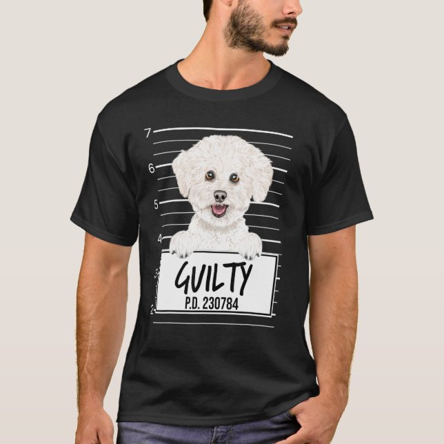T-shirt Bichons Frise Mugshot Coupable Chien (Devant)