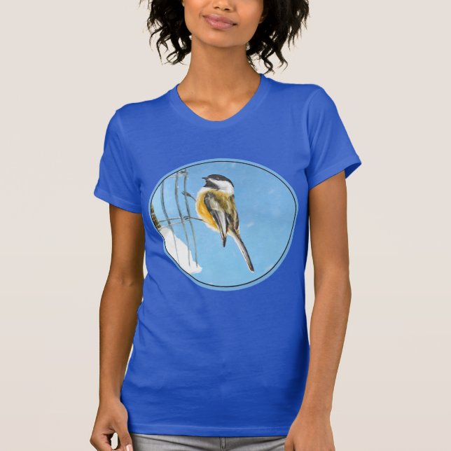T-shirt Bickadee sur la peinture d'alimentation - Oiseaux  (Devant)