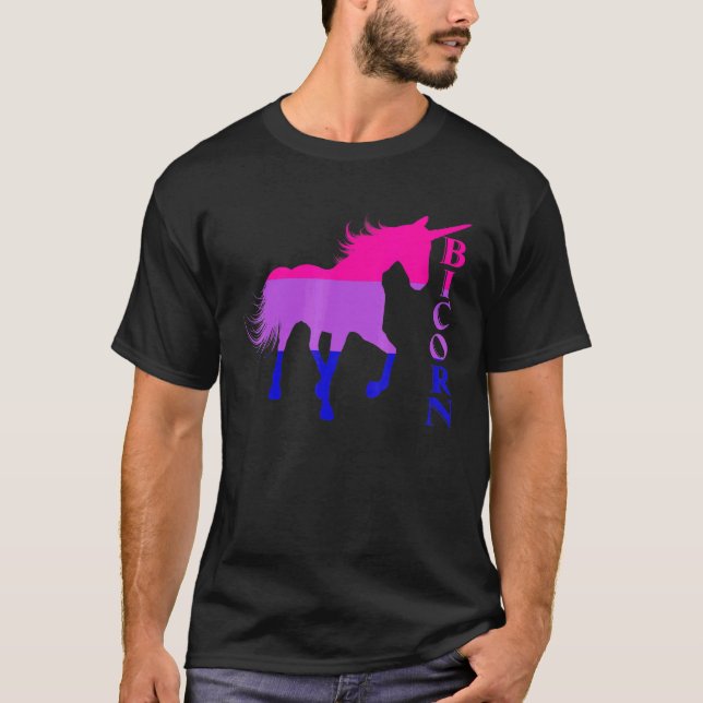 T-shirt Bicorn Bisexual Drapeau Unicorn Lgbtq Bisexual (Devant)