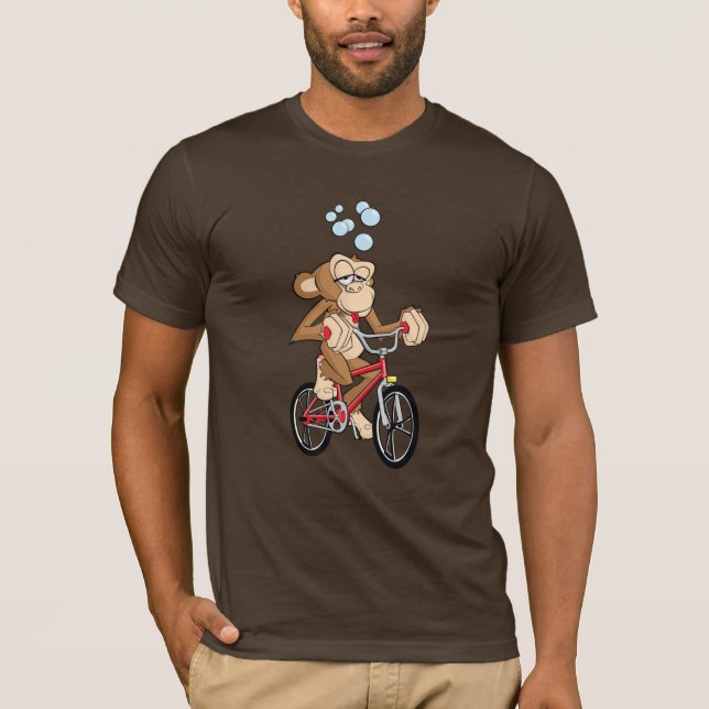T-shirt Bicyclette ivre d'équitation de singe (Devant)