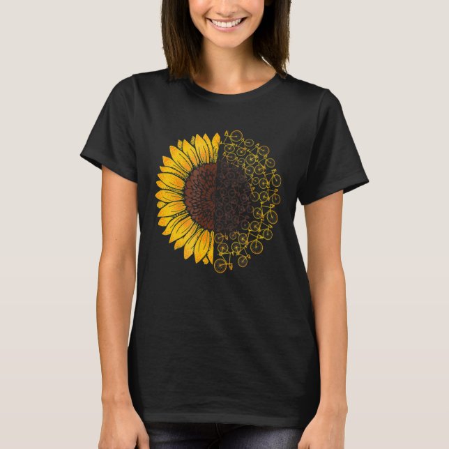 T-shirt Bicyclette Sunflower Tee - shirt Vélo cadeau Lover (Devant)