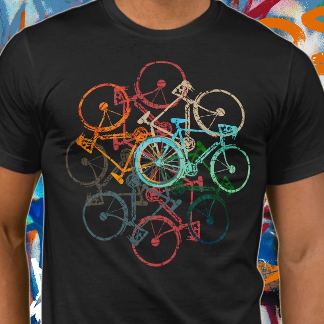 T-shirt Bicyclettes couleur. Cyclisme / Vélo Noir (Créateur téléchargé)