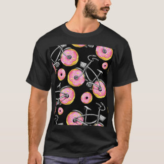 T-shirt Bicyclettes Donuts Roues Motif aquarelle