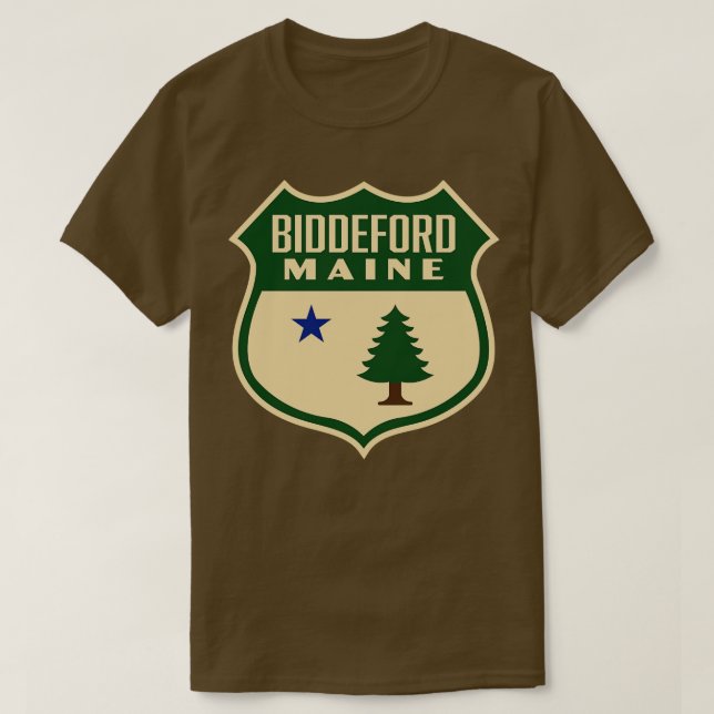 T-shirt Biddeford Maine Retro Pine Tree Shield Vert (Design devant)