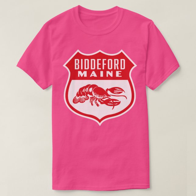 T-shirt Biddeford Maine Retro Shield Red (Design devant)