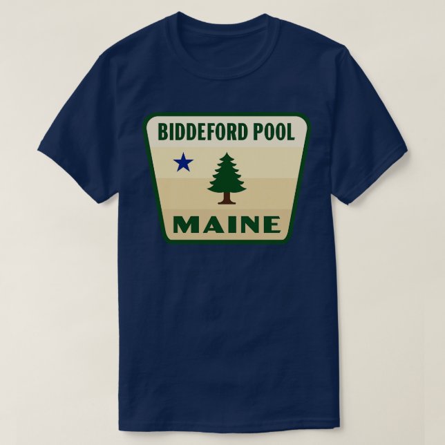 T-shirt Biddeford Pool Maine Retro Pine Tree Badge Tan (Design devant)