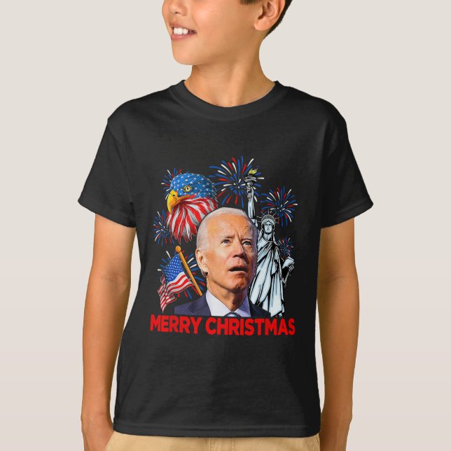 T-shirt Biden Confus Patriotique Joyeux Noël Pour 4ème O (Devant)