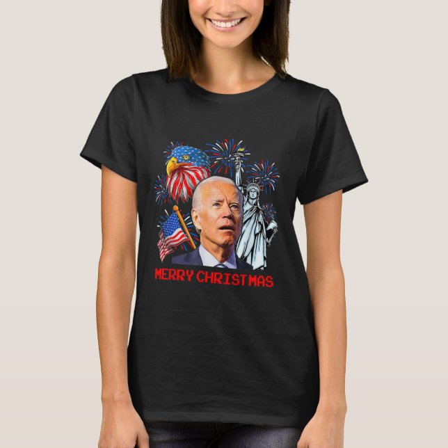T-shirt Biden Confus Patriotique Joyeux Noël Pour 4ème O (Devant)