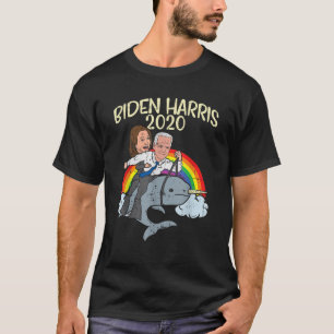 T-shirt Biden Harris 2020 Narwhale Rainbow Funny Joe Kamal
