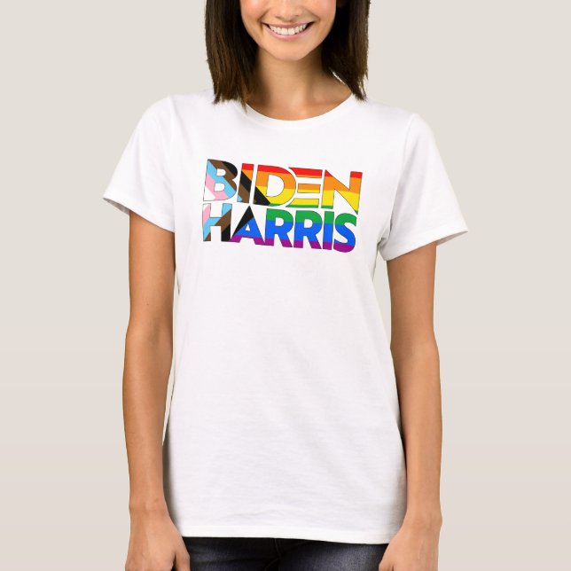 T-shirt Biden Harris Fierté LGBTQ+ Progrès (Devant)