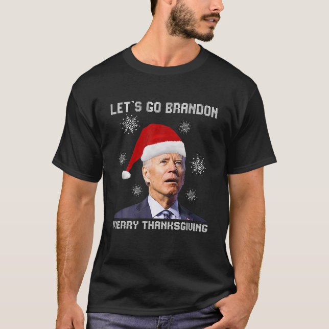 T-shirt Biden Père Noël Joyeux Thanksgiving Allons Branson (Devant)