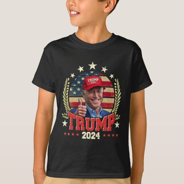 T-shirt Biden Portant Trump Chemise Casquette Rouge Drôle  (Devant)