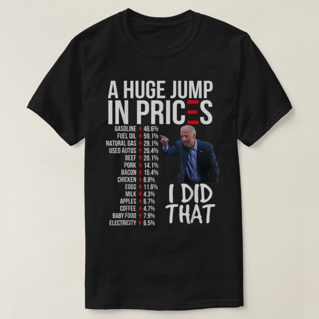 T-shirt Biden Prix Élevés Inflation Mauvaise Économie Gaz  (Design devant)