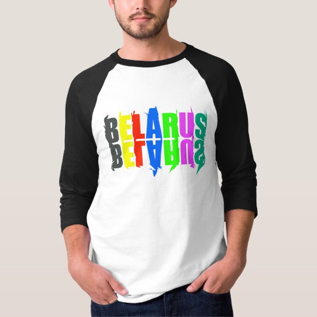 T-shirt Biélorussie Colorful Happy Lettres (Devant)