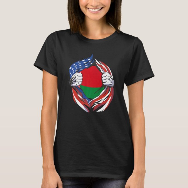 T-shirt Biélorussie Drapeau Américain Fier de Mon Hérite B (Devant)