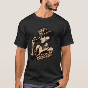 T-shirt Bienheureuse Black Cowgirl Leopard Western Swag Af