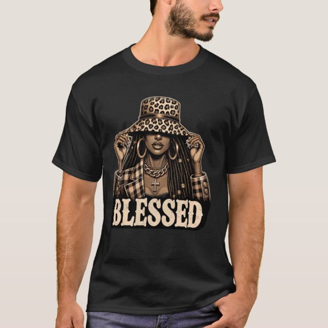 T-shirt Bienheureuse Black Cowgirl Western Swag Africain C (Devant)