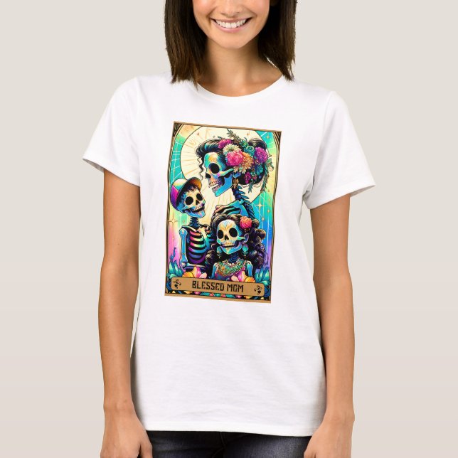 T-shirt Bienheureuse Maman, Carte Tarot Squelette (Devant)