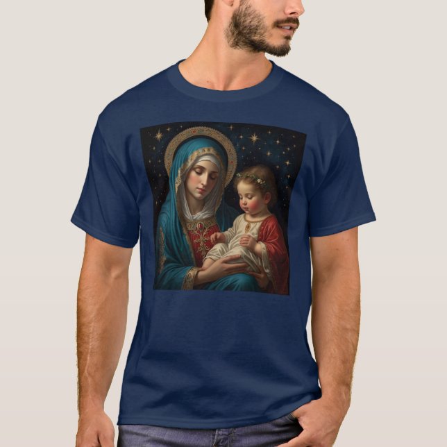 T-shirt Bienheureuse Vierge Marie & Jésus Nativité Noël (Devant)