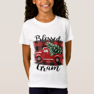 T-Shirt Bienheureux Camion Rouge Gram Vintage Arbre de Noë