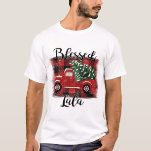 T-shirt Bienheureux Camion Rouge Lala Vintage Arbre de Noë