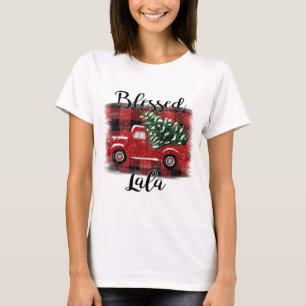 T-shirt Bienheureux Camion Rouge Lala Vintage Arbre de Noë