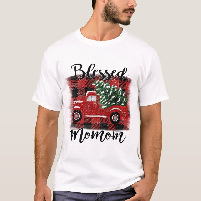 T-shirt Bienheureux Camion Rouge Momom Arbre de Noël (Devant)