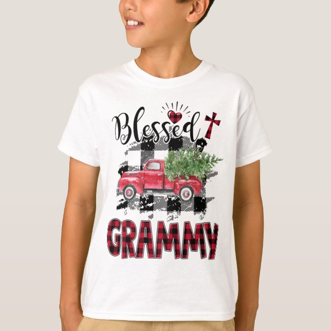 T-shirt Bienheureux Grammy Noël rouge (Devant)