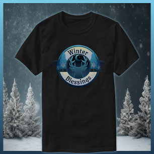 T-shirt Bienheureux hivernaux Cerfs et Lune Badge