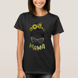 T-shirt Bienheureux Mama Tournesol Léopard lunettes Messy 