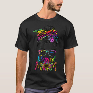 T-shirt Bienheureux Maman Léopard Lunettes De Soleil Avec 
