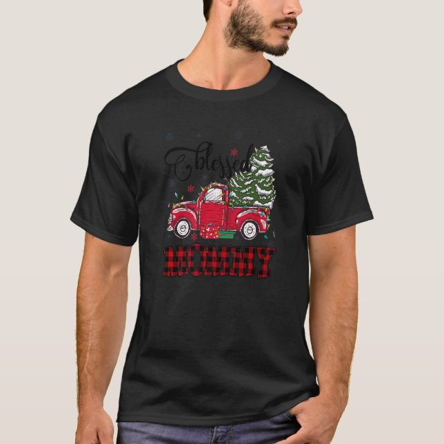 T-shirt Bienheureux maman Noël Famille Lumières Camion Rou (Devant)