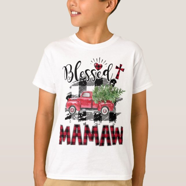 T-shirt Bienheureux Mamaw Noël rouge (Devant)